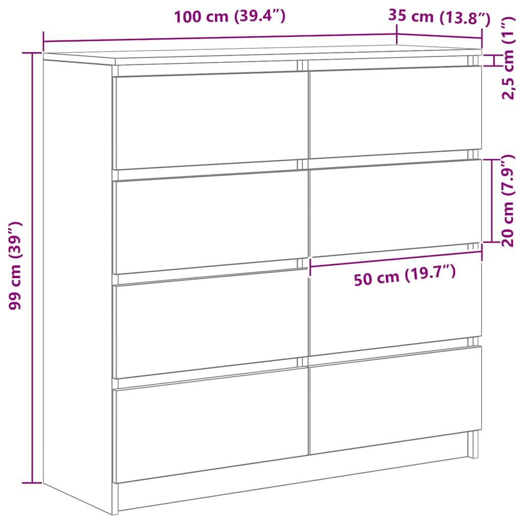 vidaXL Sideboard Altholz-Optik 100x35x99 cm Holzwerkstoff