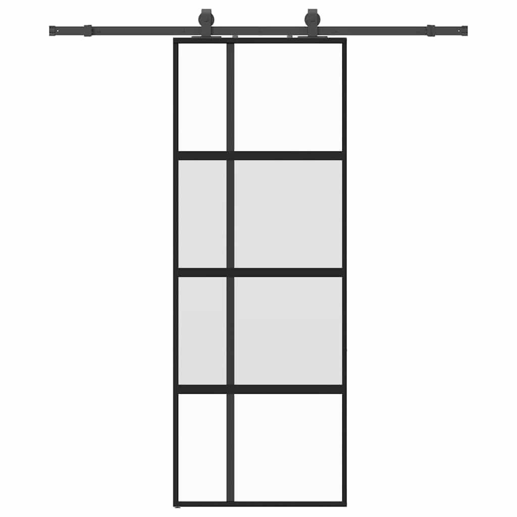 vidaXL Schiebetür mit Beschlag Schwarz 76x205 cm Hartglas