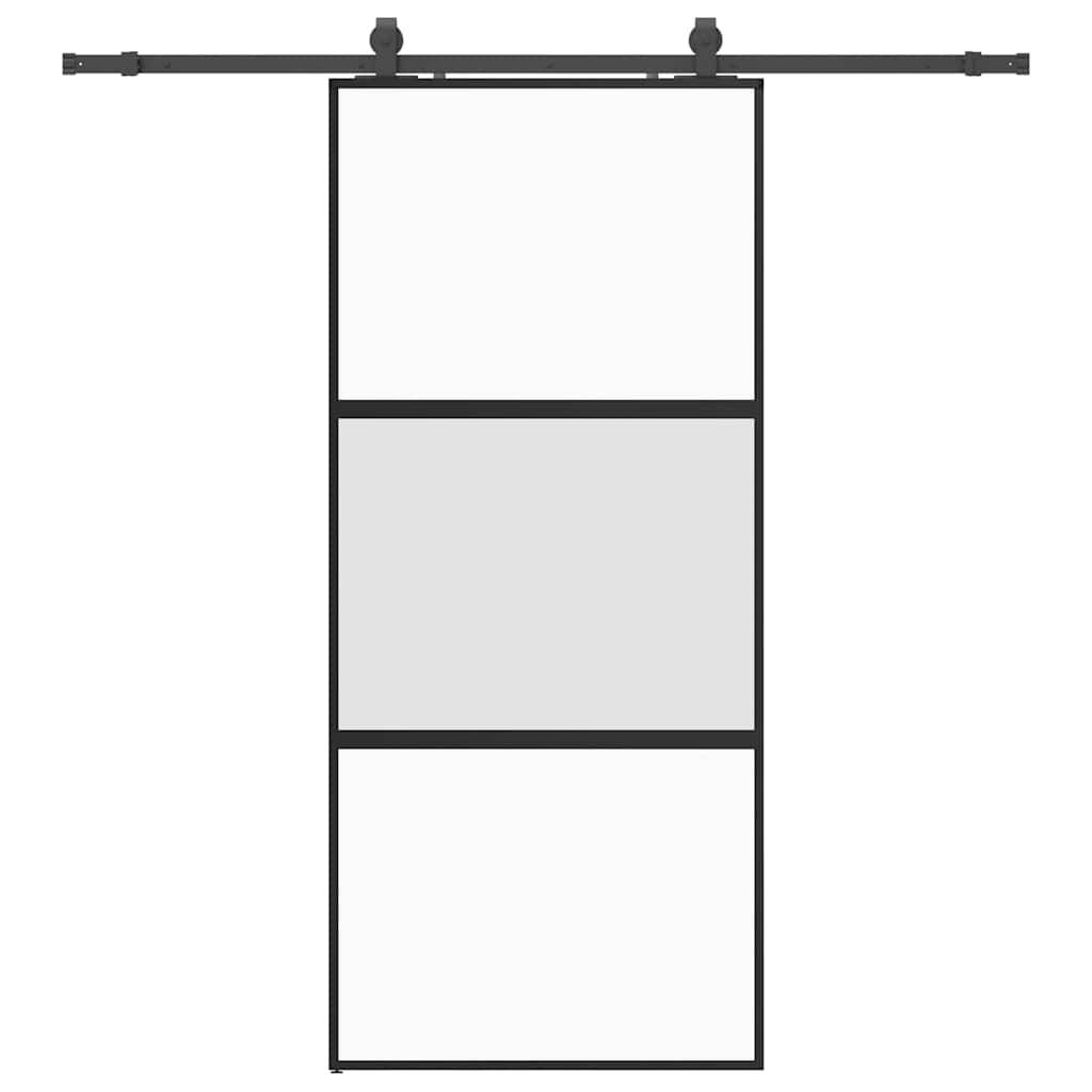 vidaXL Schiebetür mit Beschlag Schwarz 90x205 cm Hartglas