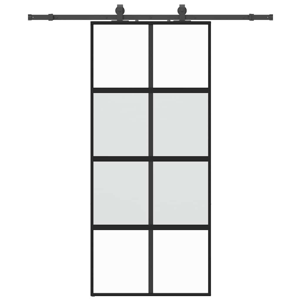 vidaXL Schiebetür mit Beschlag Schwarz 90x205 cm Hartglas