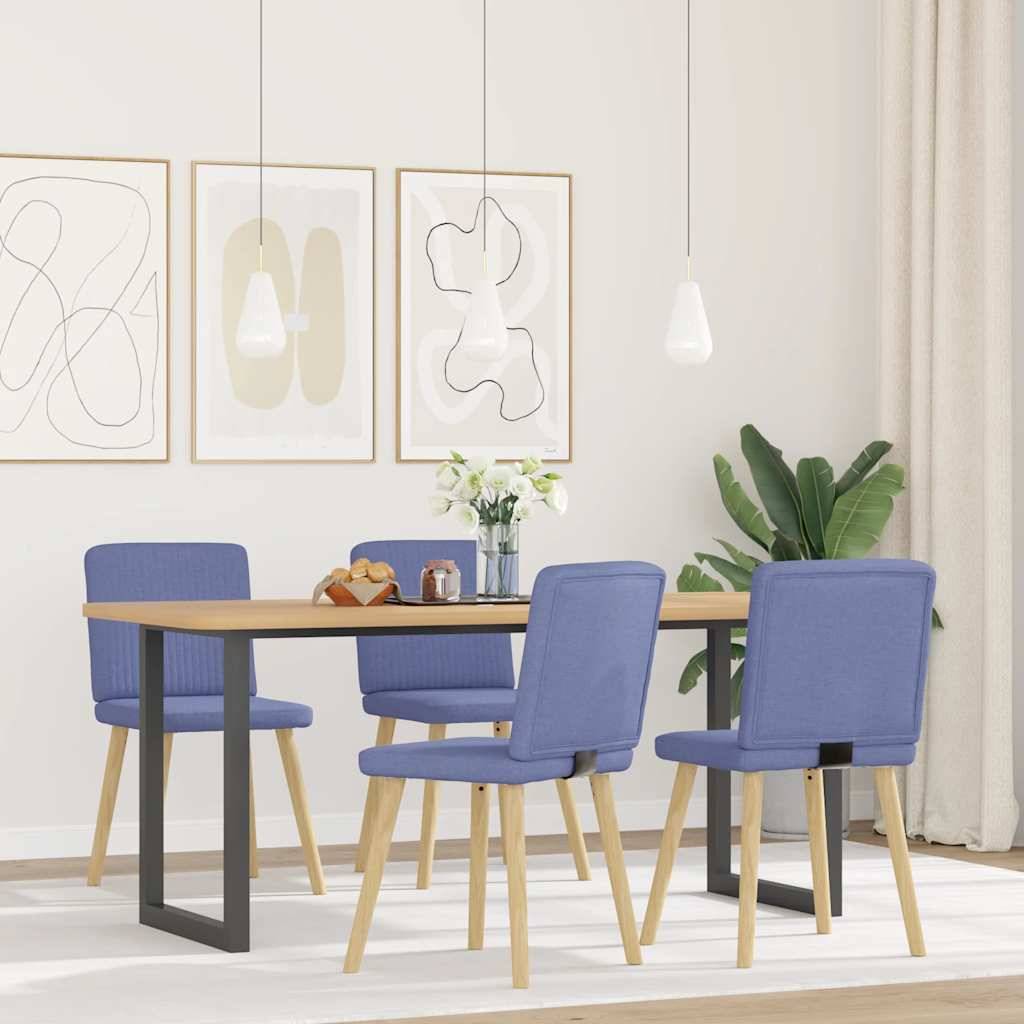 vidaXL Esszimmerstühle 4 Stk. Jeansblau Stoff
