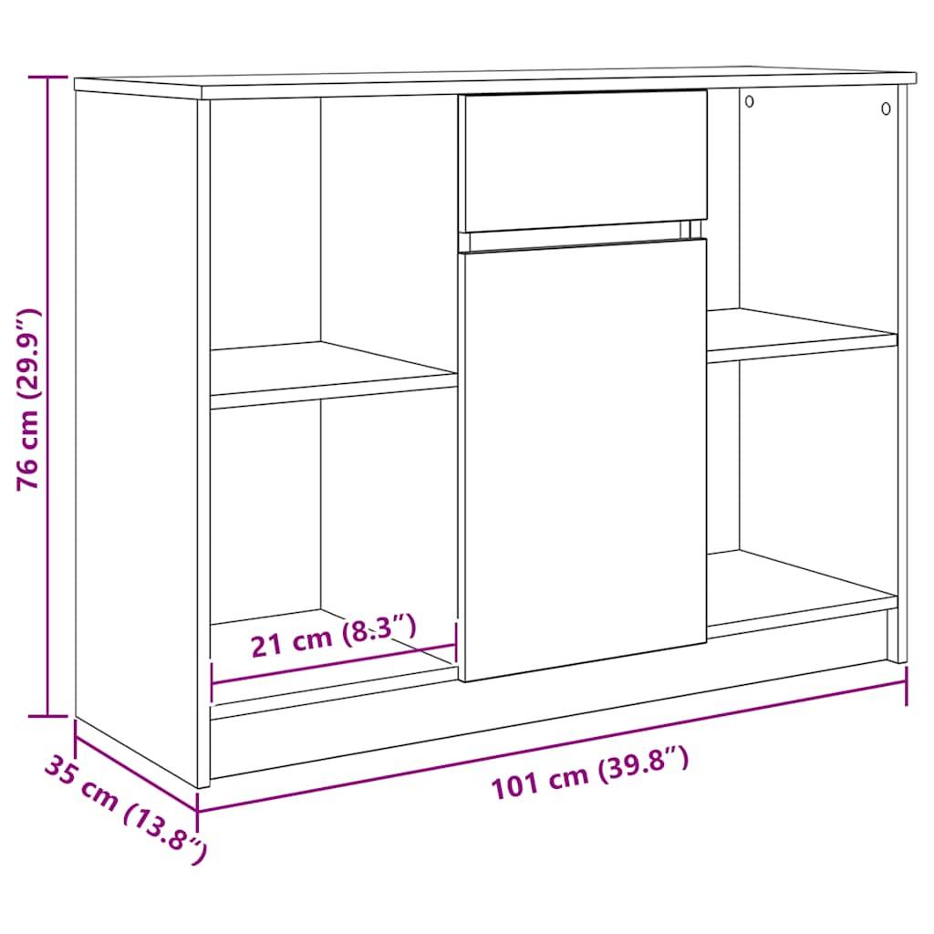 vidaXL Sideboard mit Schublade Sonoma-Eiche 101x35x76 cm Holzwerkstoff