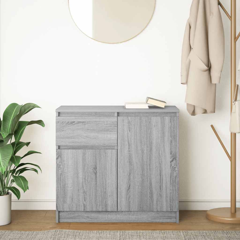 vidaXL Sideboard mit Schublade Grau Sonoma 71x35x65 cm Holzwerkstoff