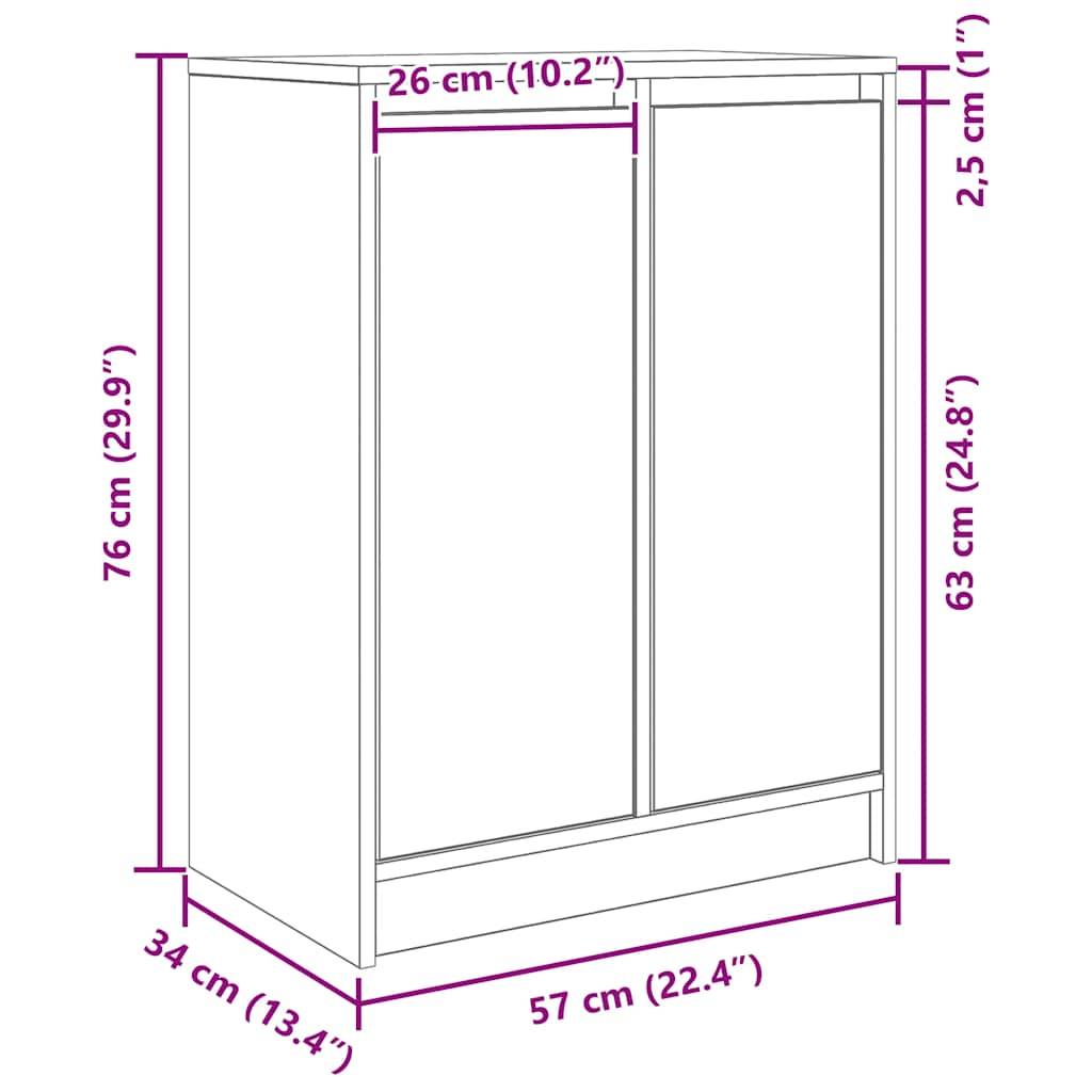 vidaXL Sideboard Schwarz Eichen-Optik 57x34x76 cm Holzwerkstoff