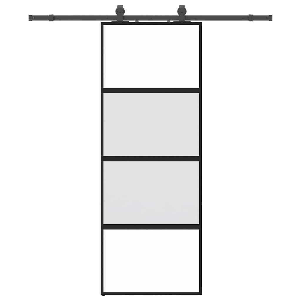 vidaXL Schiebetür mit Beschlag Schwarz 76x205 cm Hartglas