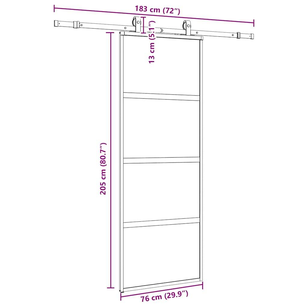 vidaXL Schiebetür mit Beschlag Schwarz 76x205 cm Hartglas