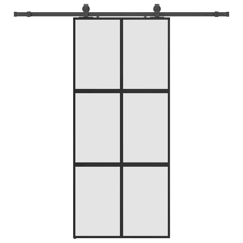 vidaXL Schiebetür mit Beschlag Schwarz 90x205 cm Hartglas