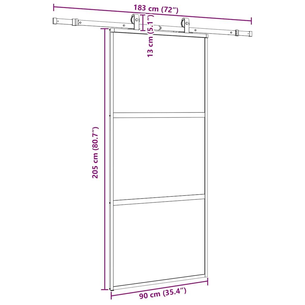 vidaXL Schiebetür mit Beschlag Schwarz 90x205 cm Hartglas