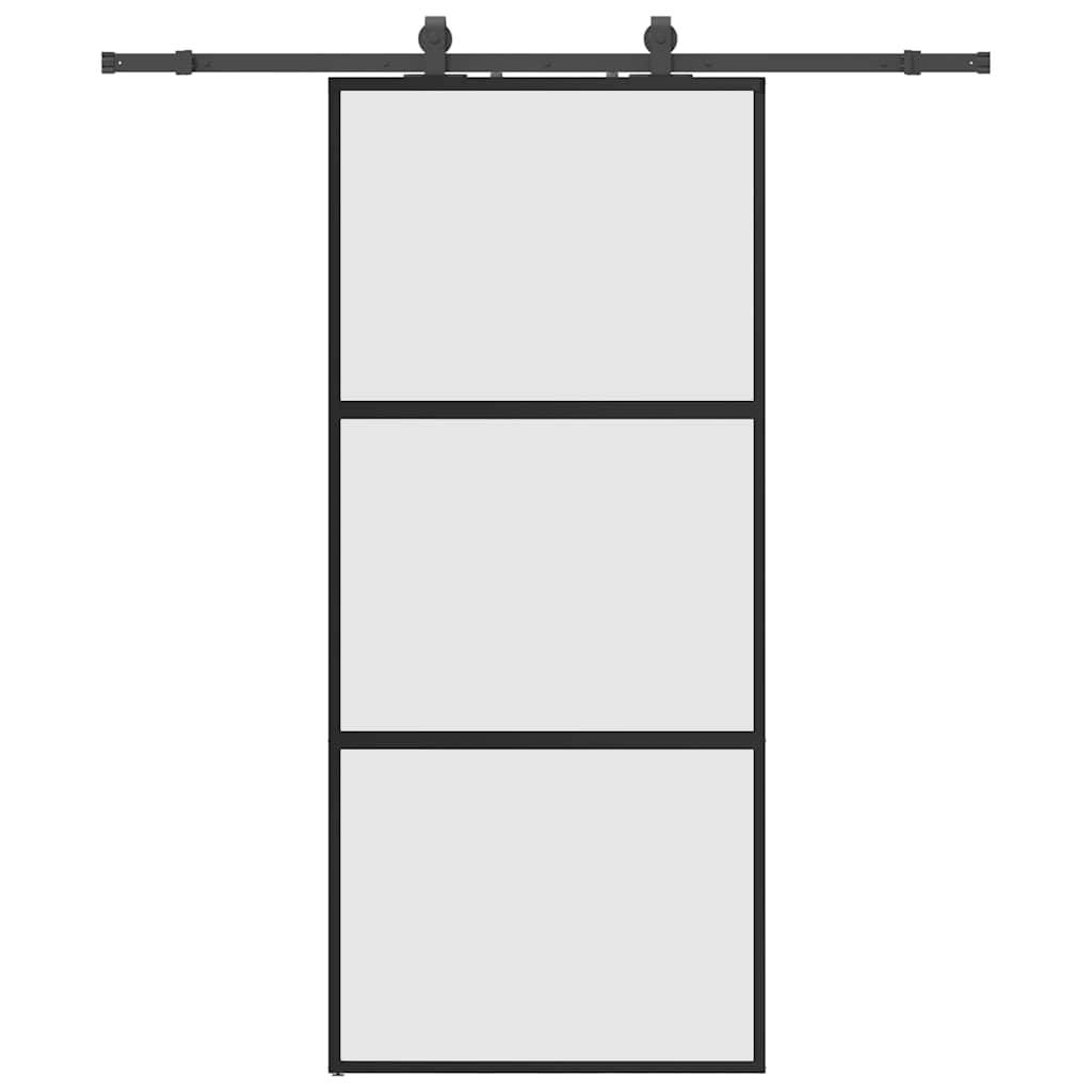 vidaXL Schiebetür mit Beschlag Schwarz 90x205 cm Hartglas