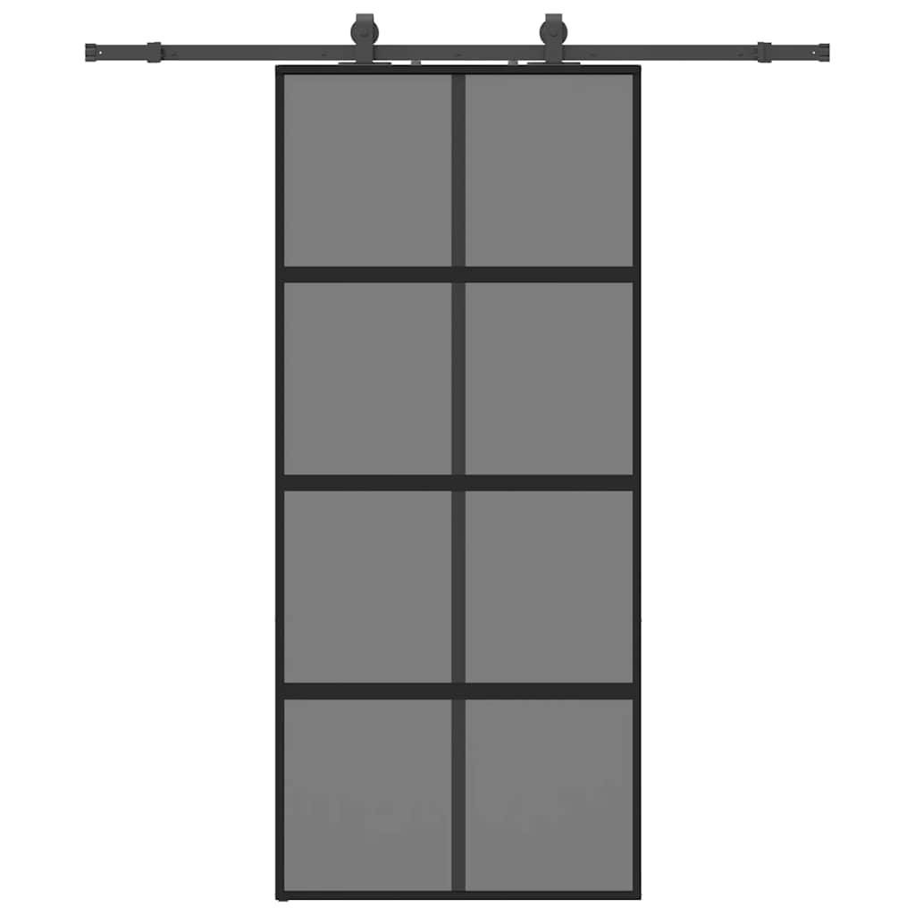 vidaXL Schiebetür mit Beschlag Schwarz 90x205 cm Hartglas