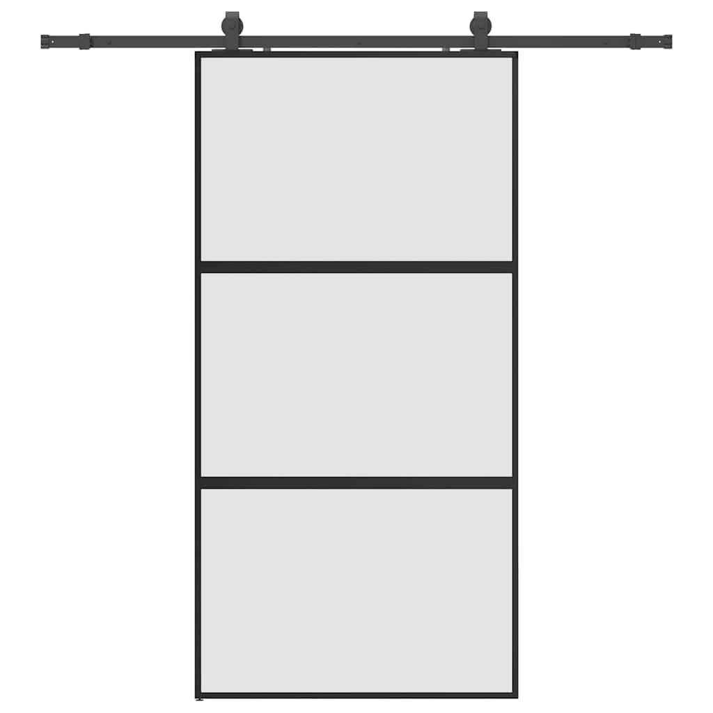vidaXL Schiebetür mit Beschlag Schwarz 102,5x205 cm Hartglas