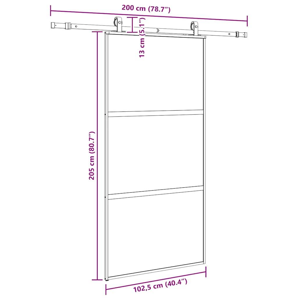 vidaXL Schiebetür mit Beschlag Schwarz 102,5x205 cm Hartglas