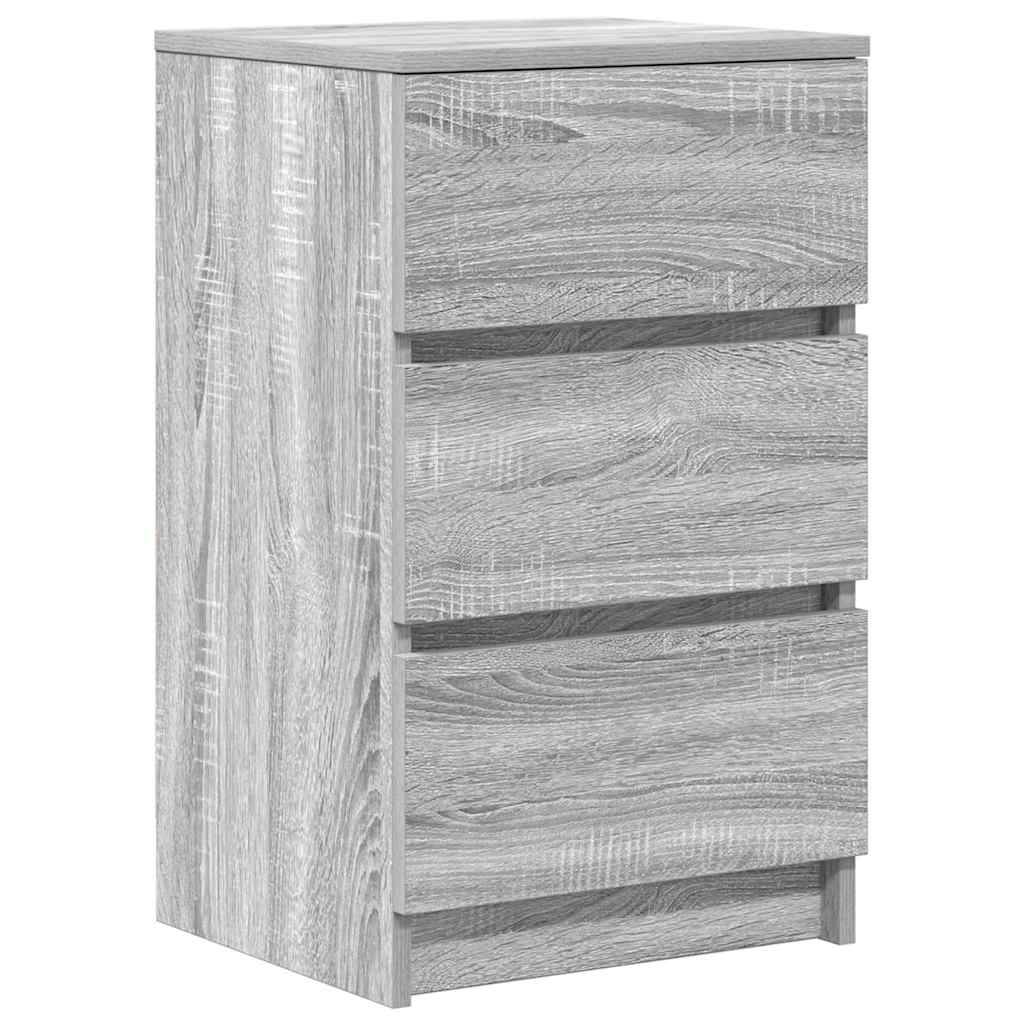 vidaXL Nachttisch mit 3 Schubladen Grau Sonoma 39x35x65 cm