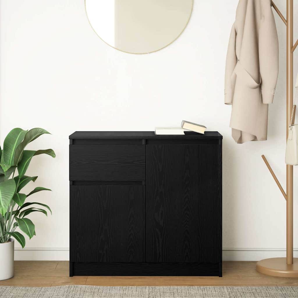 vidaXL Sideboard mit Schublade Schwarz Eichen-Optik 71x35x65 cm