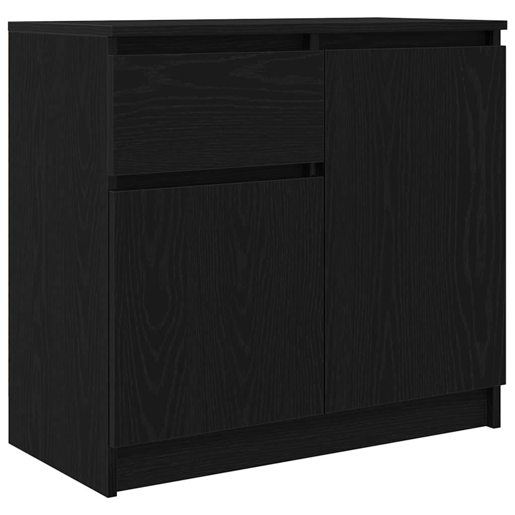 vidaXL Sideboard mit Schublade Schwarz Eichen-Optik 71x35x65 cm