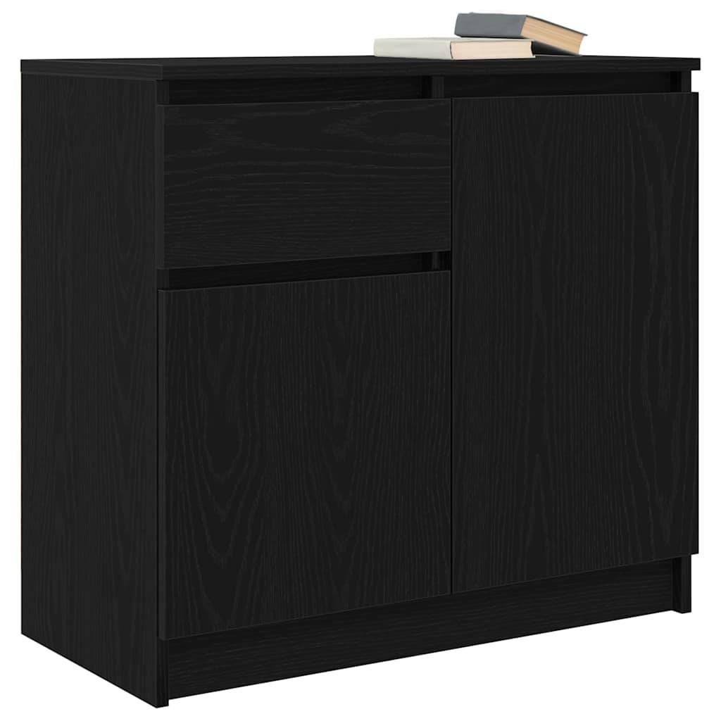vidaXL Sideboard mit Schublade Schwarz Eichen-Optik 71x35x65 cm