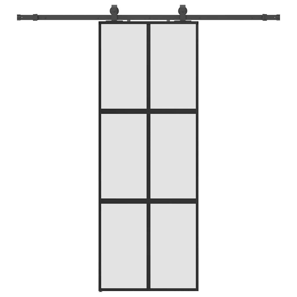 vidaXL Schiebetür mit Beschlag Schwarz 76x205 cm Hartglas