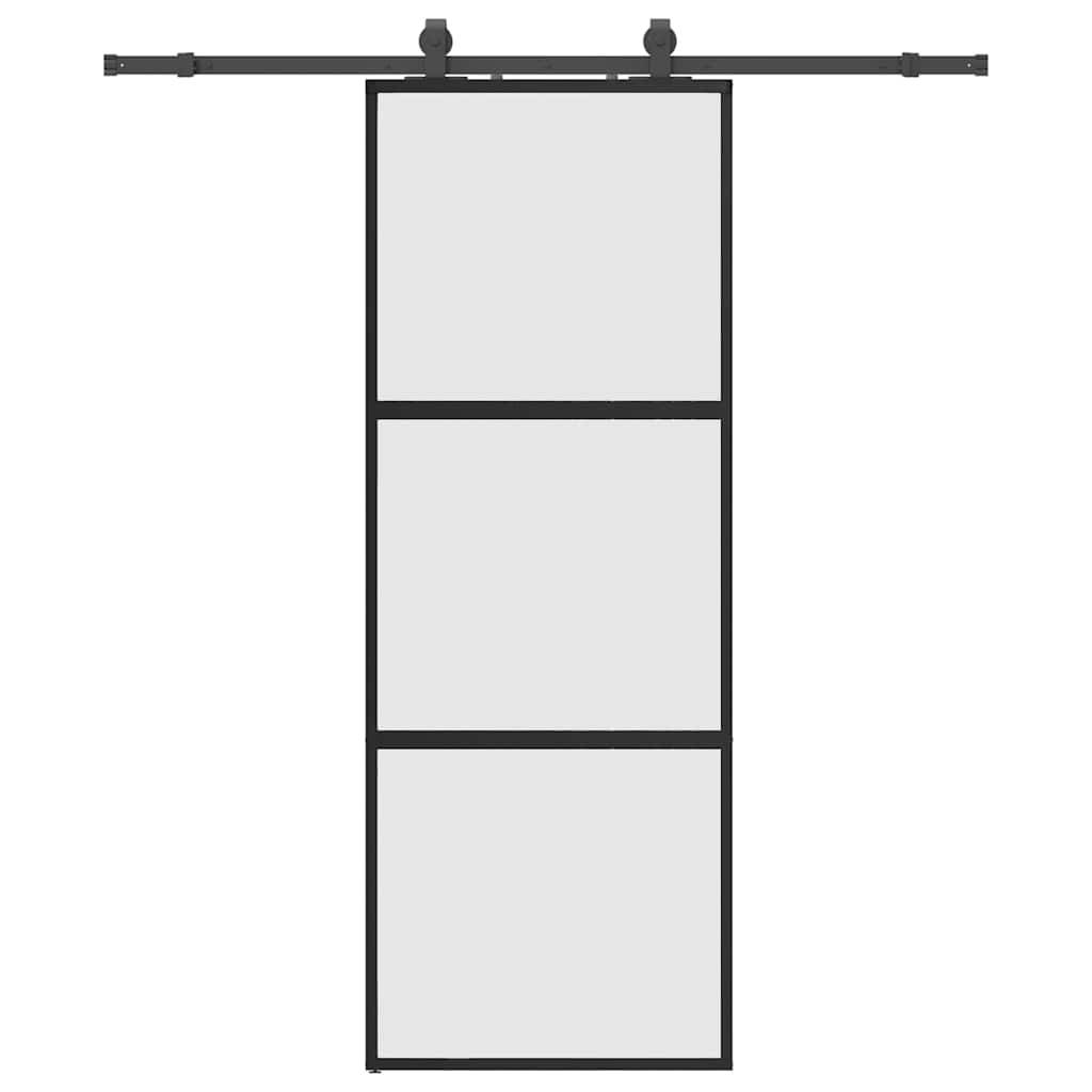 vidaXL Schiebetür mit Beschlag Schwarz 76x205 cm Hartglas