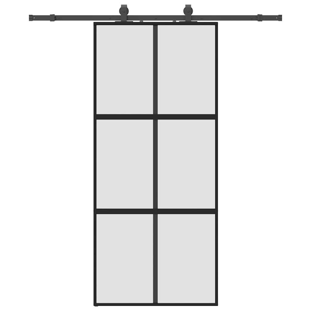 vidaXL Schiebetür mit Beschlag Schwarz 90x205 cm Hartglas