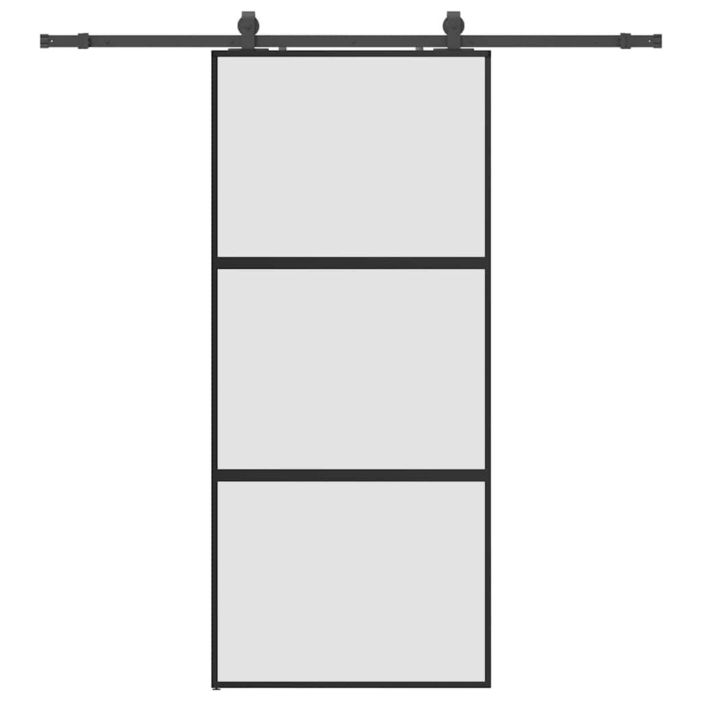 vidaXL Schiebetür mit Beschlag Schwarz 90x205 cm Hartglas