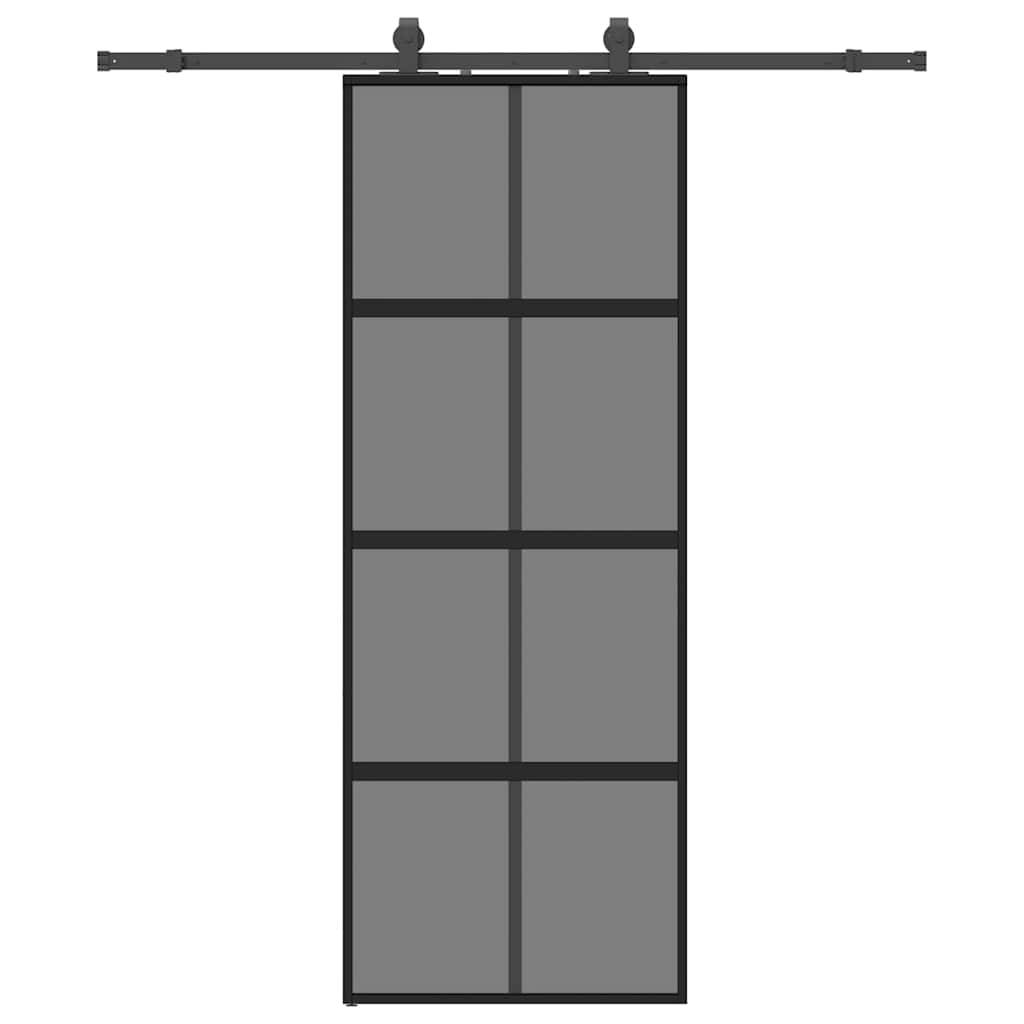 vidaXL Schiebetür mit Beschlag Schwarz 76x205 cm Hartglas