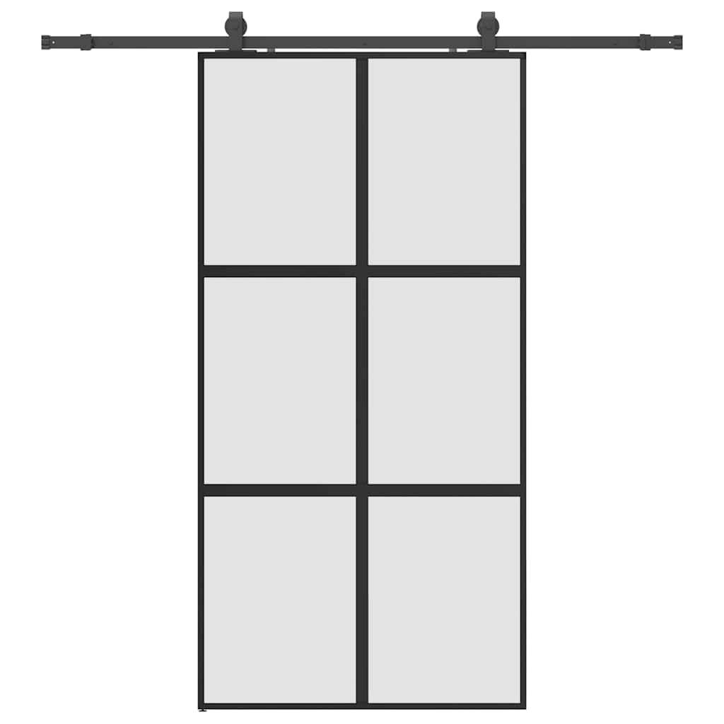 vidaXL Schiebetür mit Beschlag Schwarz 102,5x205 cm Hartglas