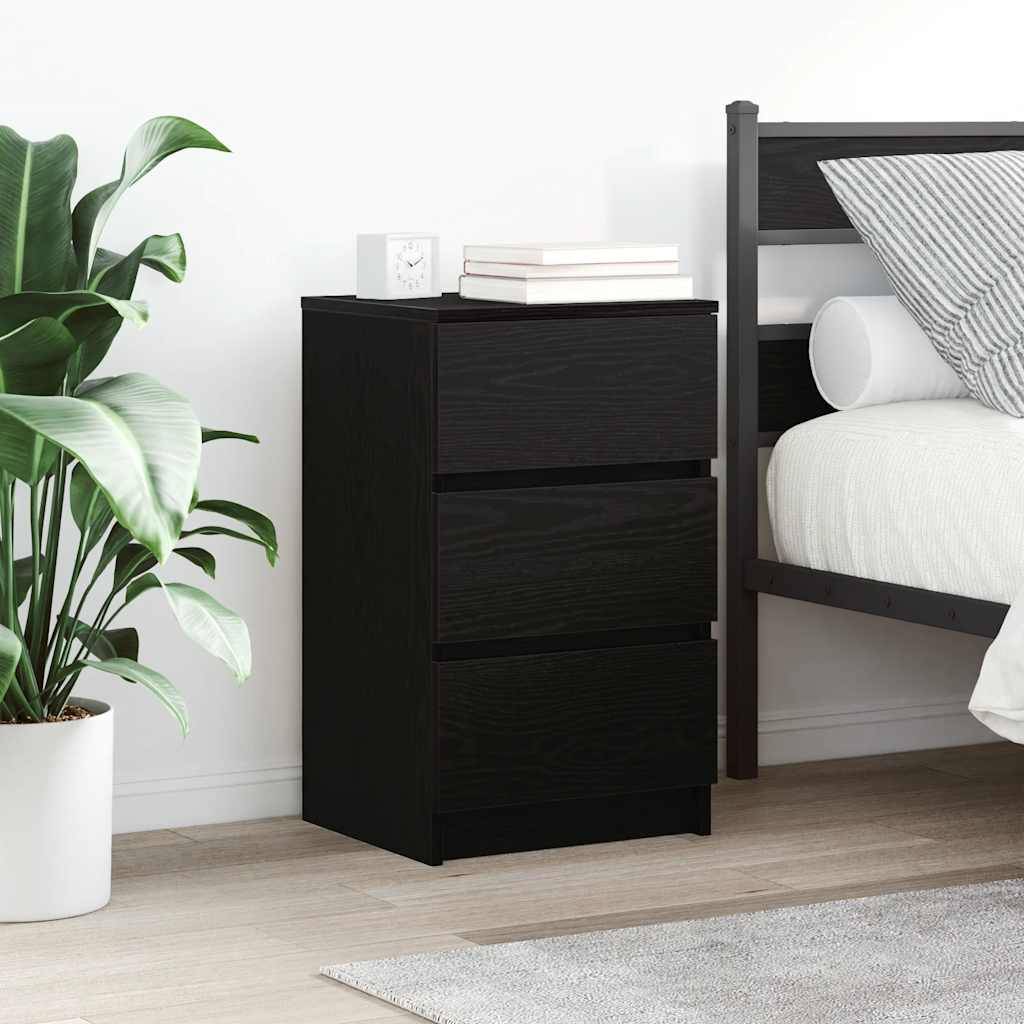 vidaXL Nachttische mit 3 Schubladen 2 Stk. Schwarz 39x35x65 cm