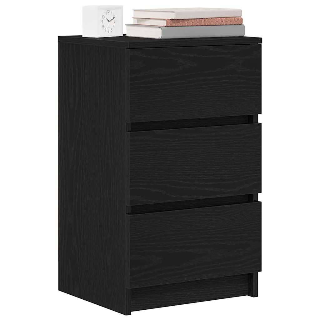 vidaXL Nachttische mit 3 Schubladen 2 Stk. Schwarz 39x35x65 cm