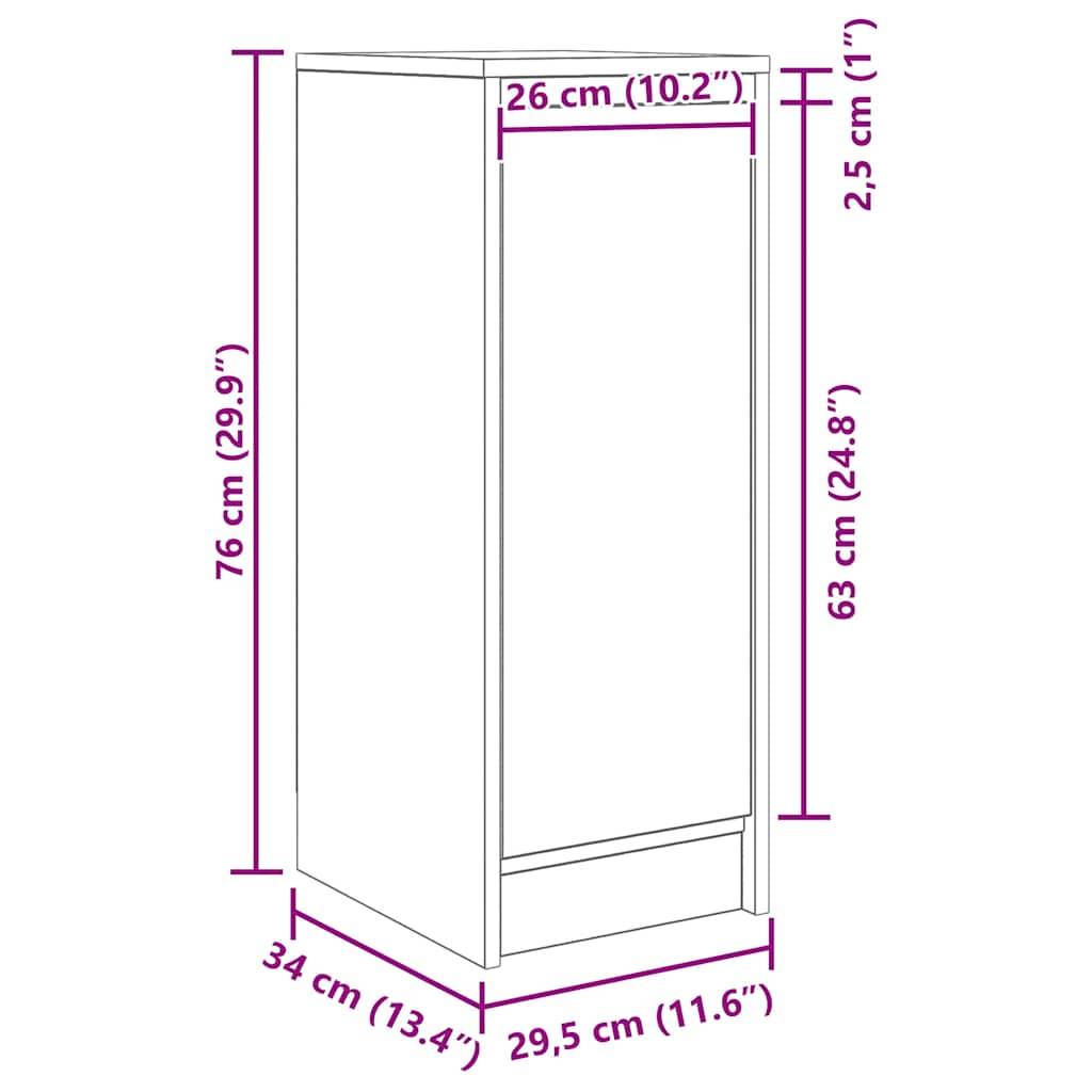 vidaXL Sideboard Räuchereiche 29,5x34x76 cm Holzwerkstoff