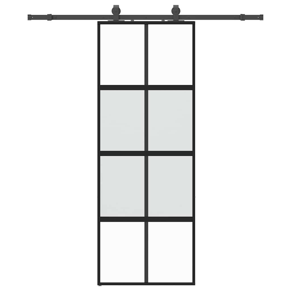 vidaXL Schiebetür mit Beschlag Schwarz 76x205 cm Hartglas