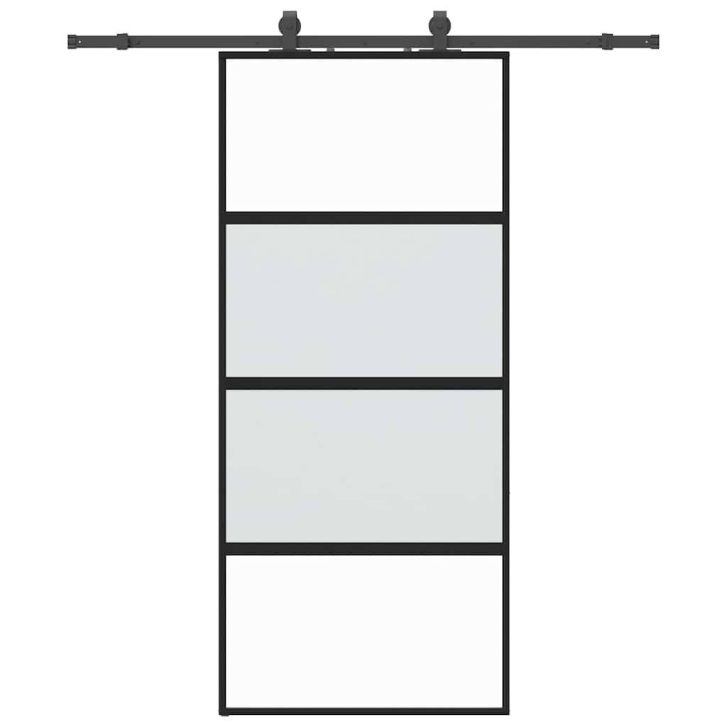 vidaXL Schiebetür mit Beschlag Schwarz 90x205 cm Hartglas