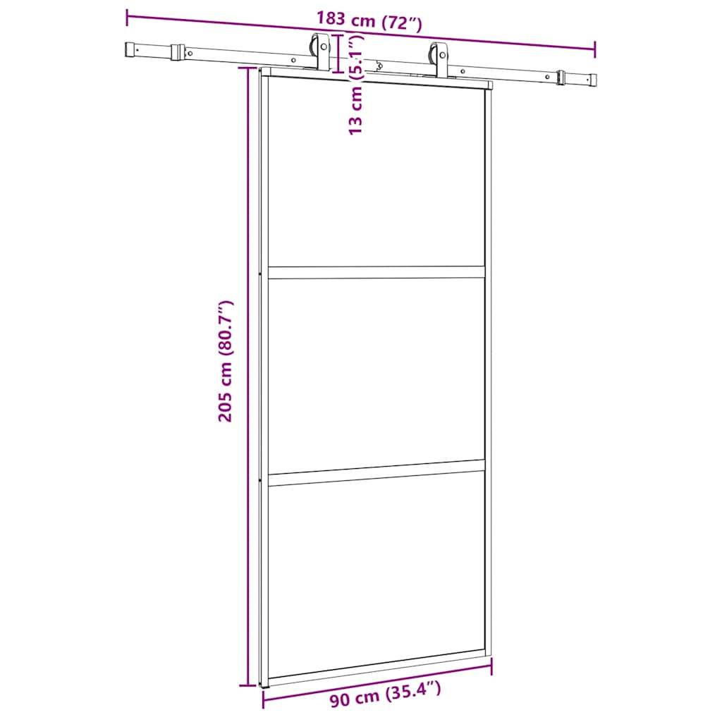 vidaXL Schiebetür mit Beschlag Schwarz 90x205 cm Hartglas