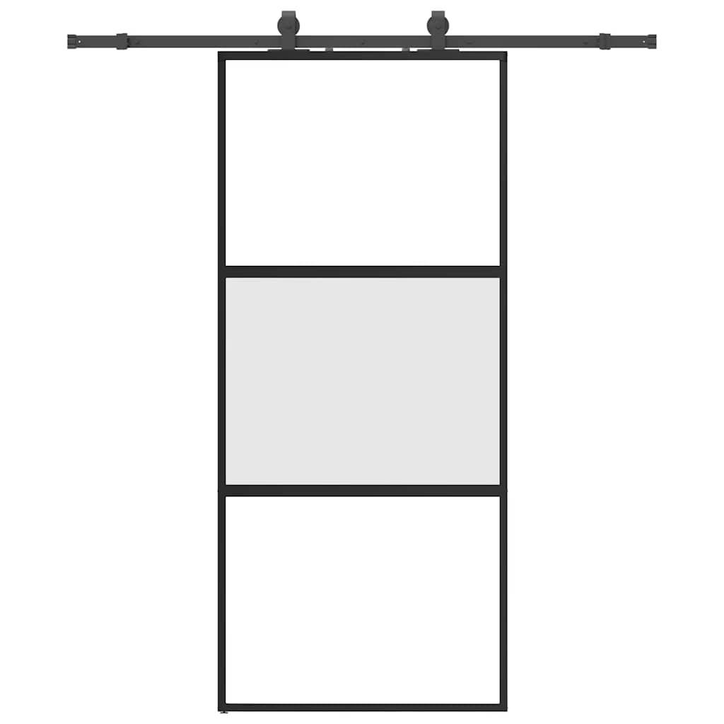 vidaXL Schiebetür mit Beschlag Schwarz 90x205 cm Hartglas