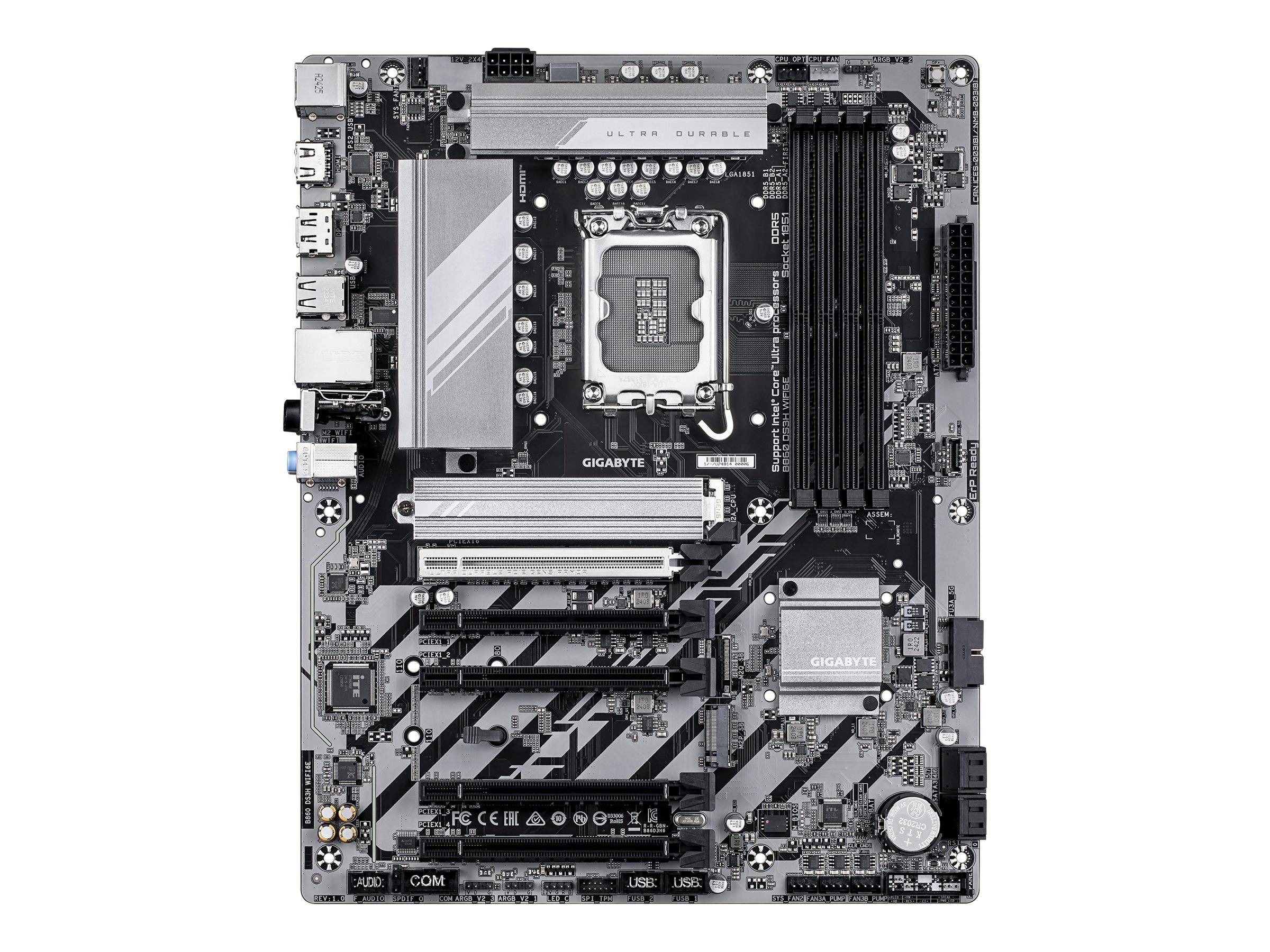 Gigabyte B860 DS3H WIFI6E - Motherboard - ATX - LGA1851-Sockel - B860 Chipsatz - USB-C 3.2 Gen 2x2, USB 3.2 Gen 2, USB-C 3.2 Gen 1, USB 3.2 Gen 1