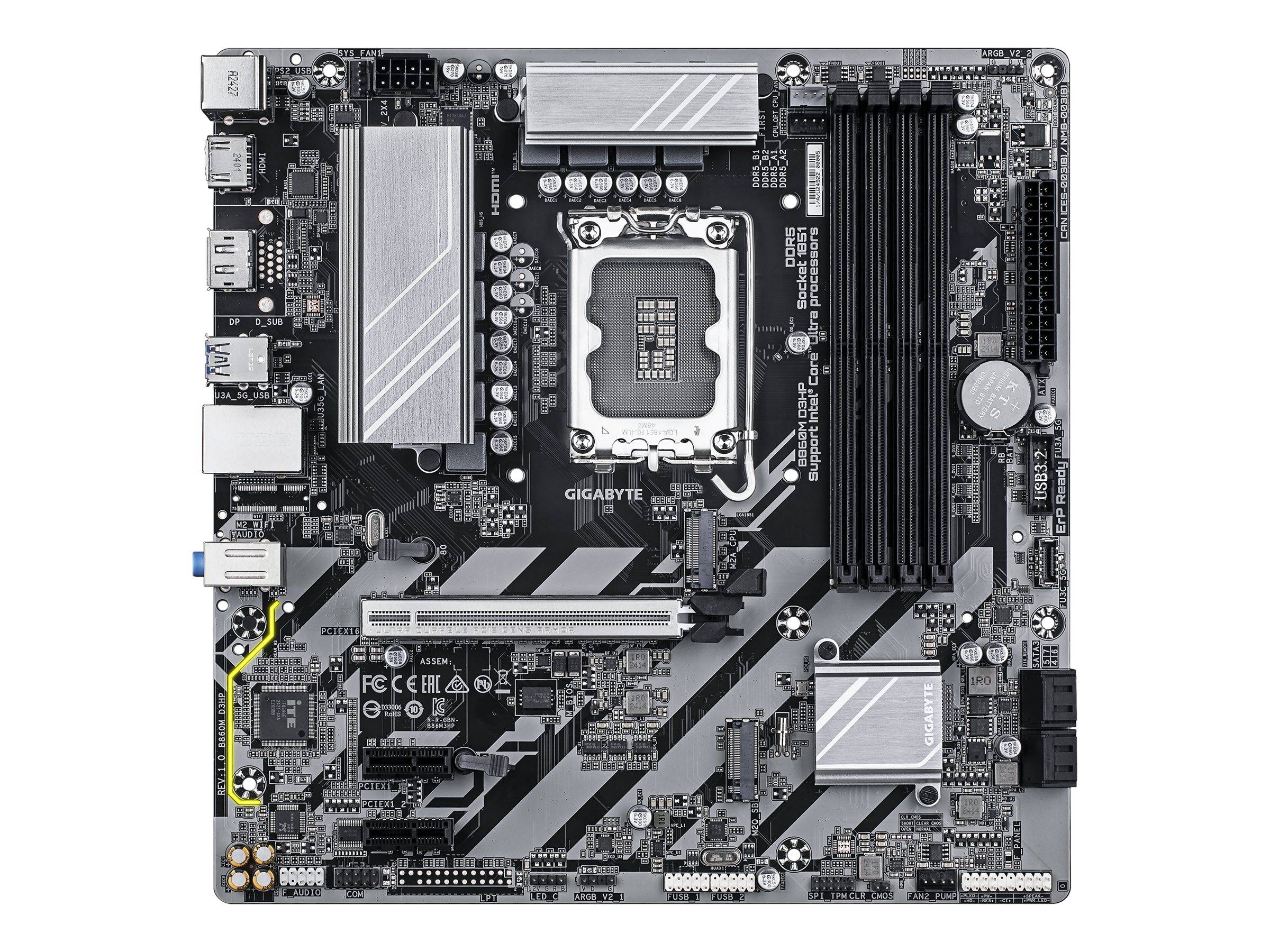 Gigabyte B860M D3HP - Motherboard - micro ATX - LGA1851-Sockel - AMD B850 Chipsatz - USB-C 3.2 Gen 1, USB 3.2 Gen 1 - Gigabit LAN - Onboard-Grafik