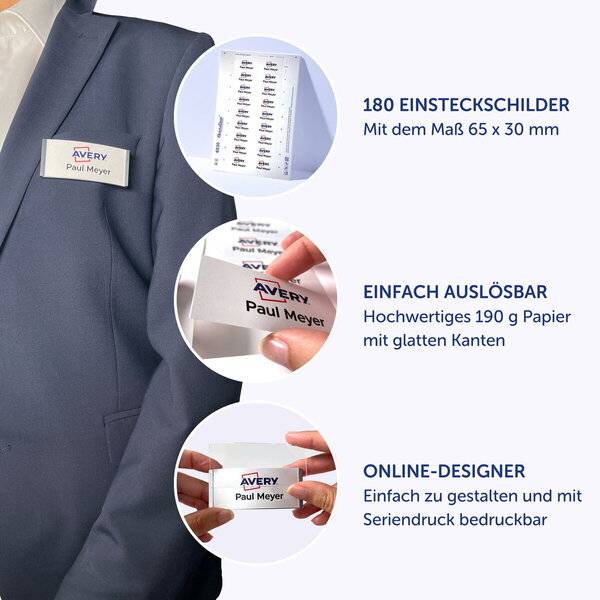 BP Druckbogen für Schild polar30 65x30mm 180 Namenskarten