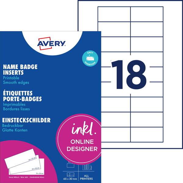 BP Druckbogen für Schild polar30 65x30mm 180 Namenskarten
