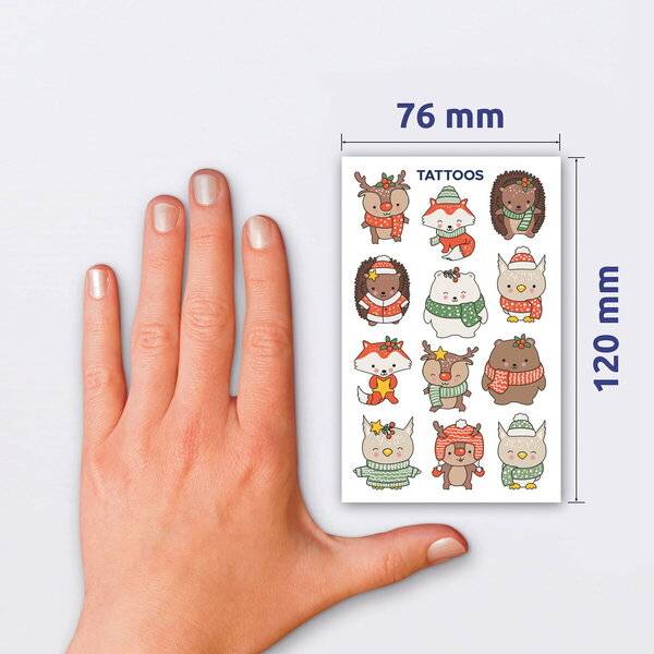 Tattoos 76x120mm bunt 1 Bogen Motiv Xmas Tiere