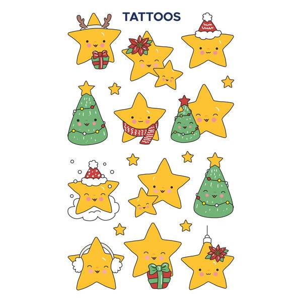 Tattoos 76x120mm bunt 1 Bogen Motiv Xmas Sterne