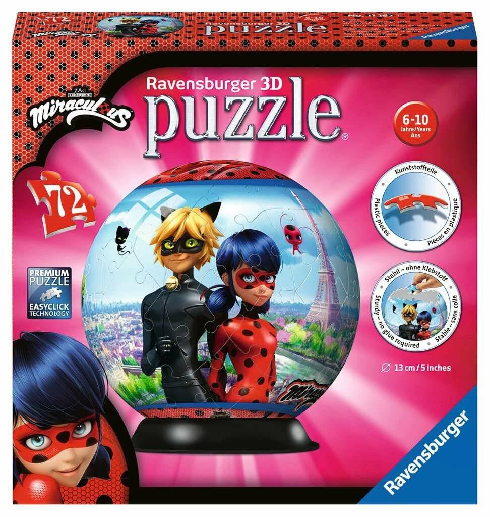 RAVENSBURGER Puzzleball Magic Marienkäfer und schwarze Katze 72 Teile