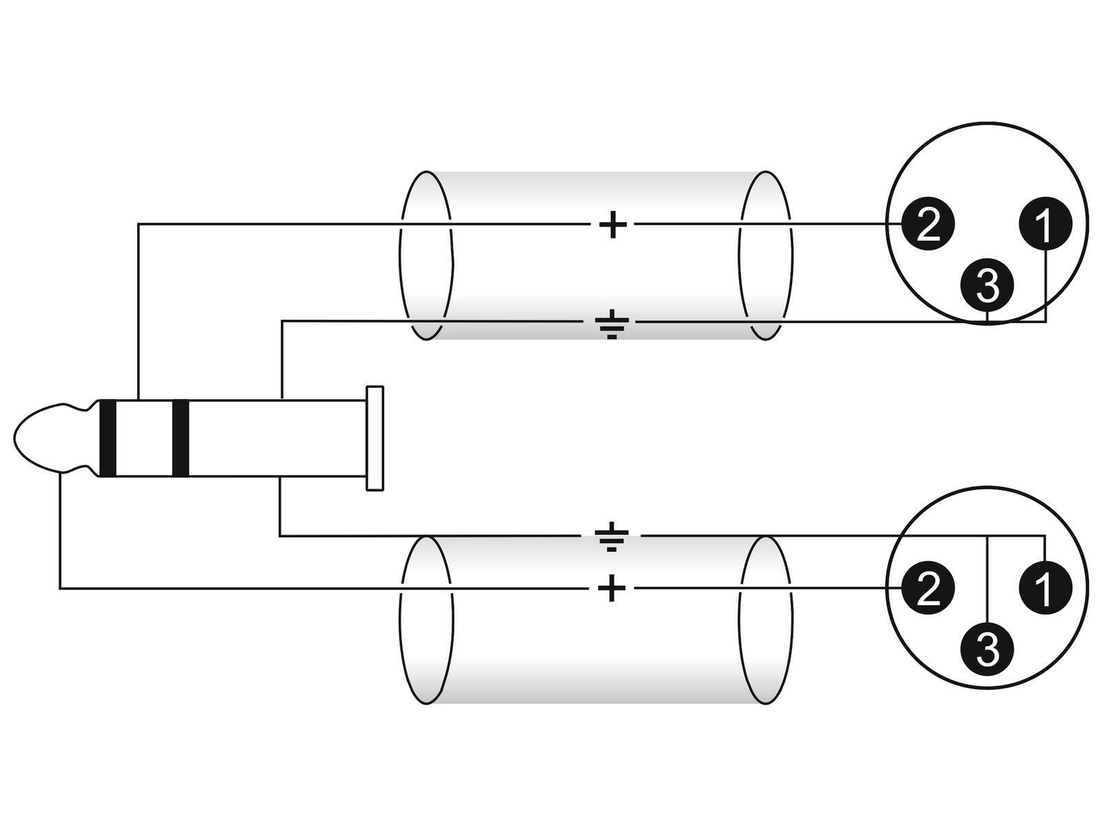OMNITRONIC Adapterkabel 3,5 Klinke/2xXLR(M) 3m sw
