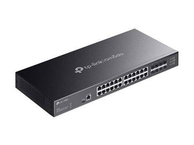 Netzwerk-Switch mit mehreren Ethernet-Ports; beschriftet mit 'tp-link omada'.