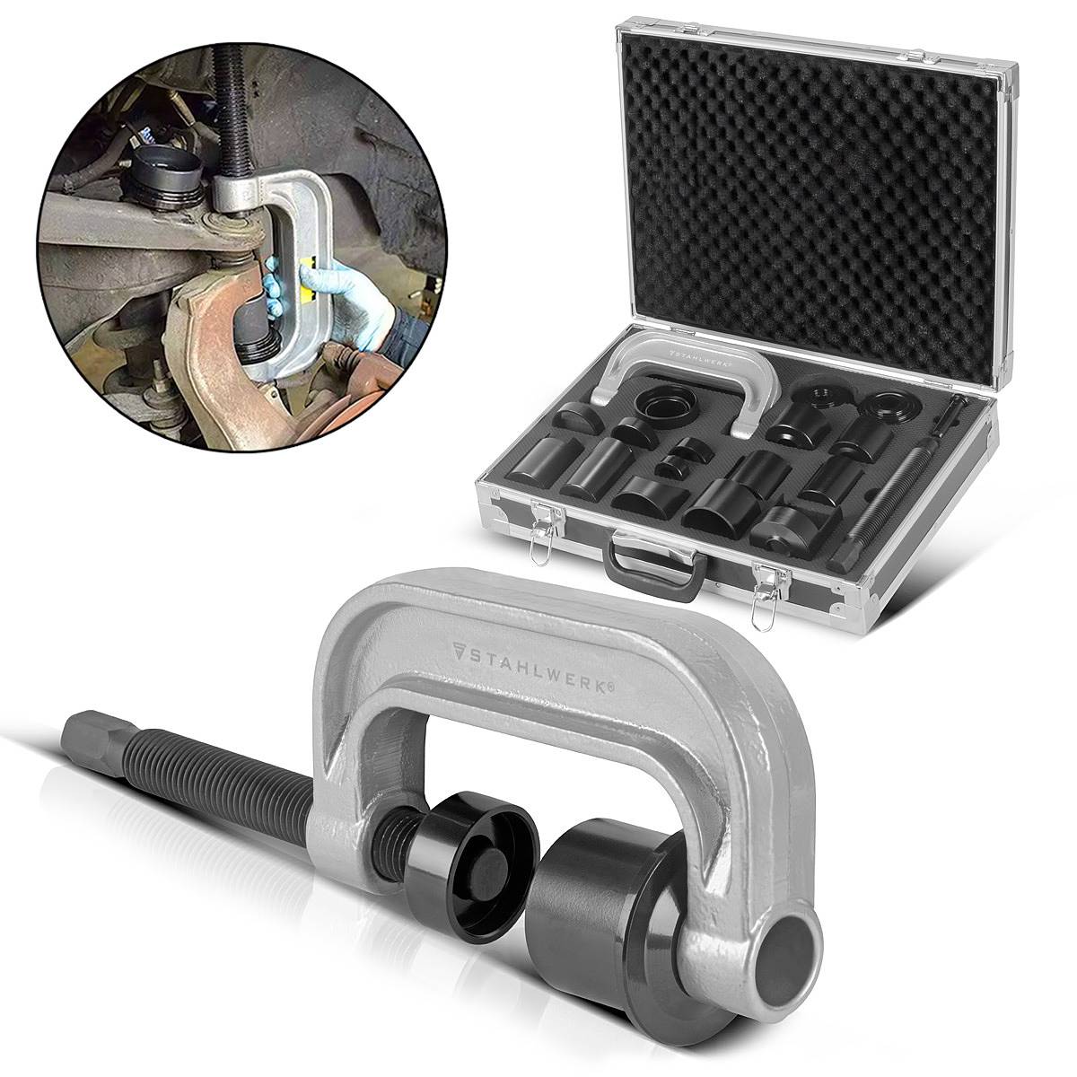 STAHLWERK Traggelenk Abzieher Kugelgelenk Ausdrücker Werkzeug Satz 21-teilig