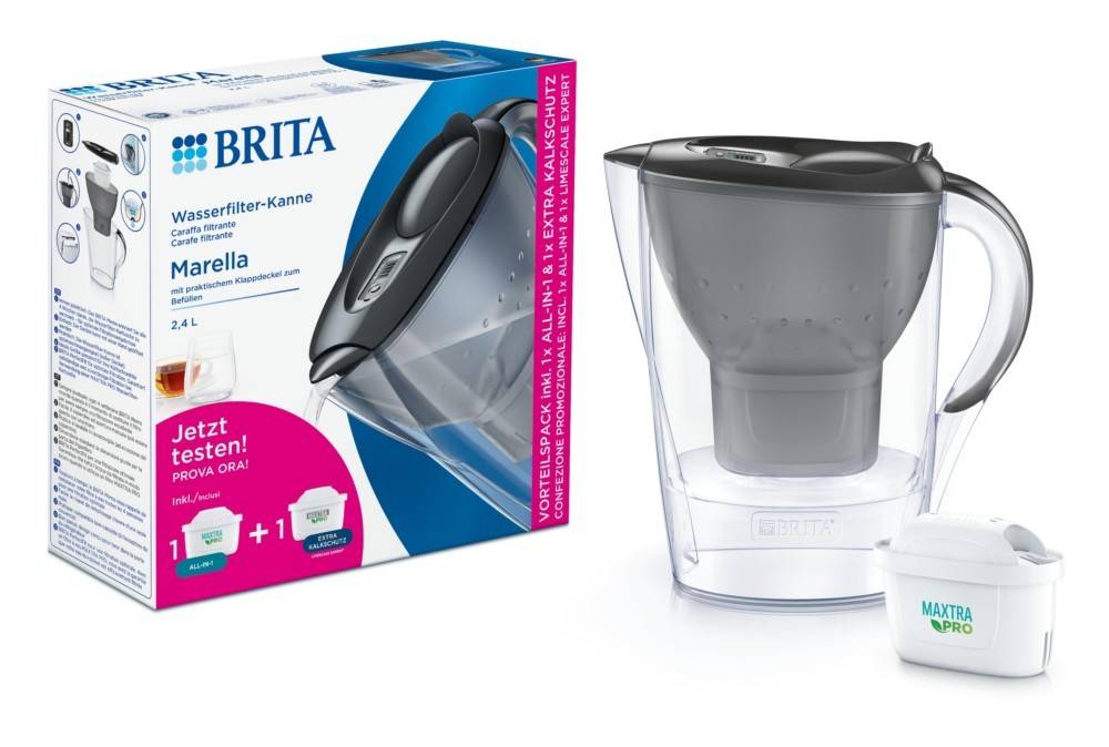 4 Stk. Brita Wasserfilter-Kanne Marella graphit+MAX+