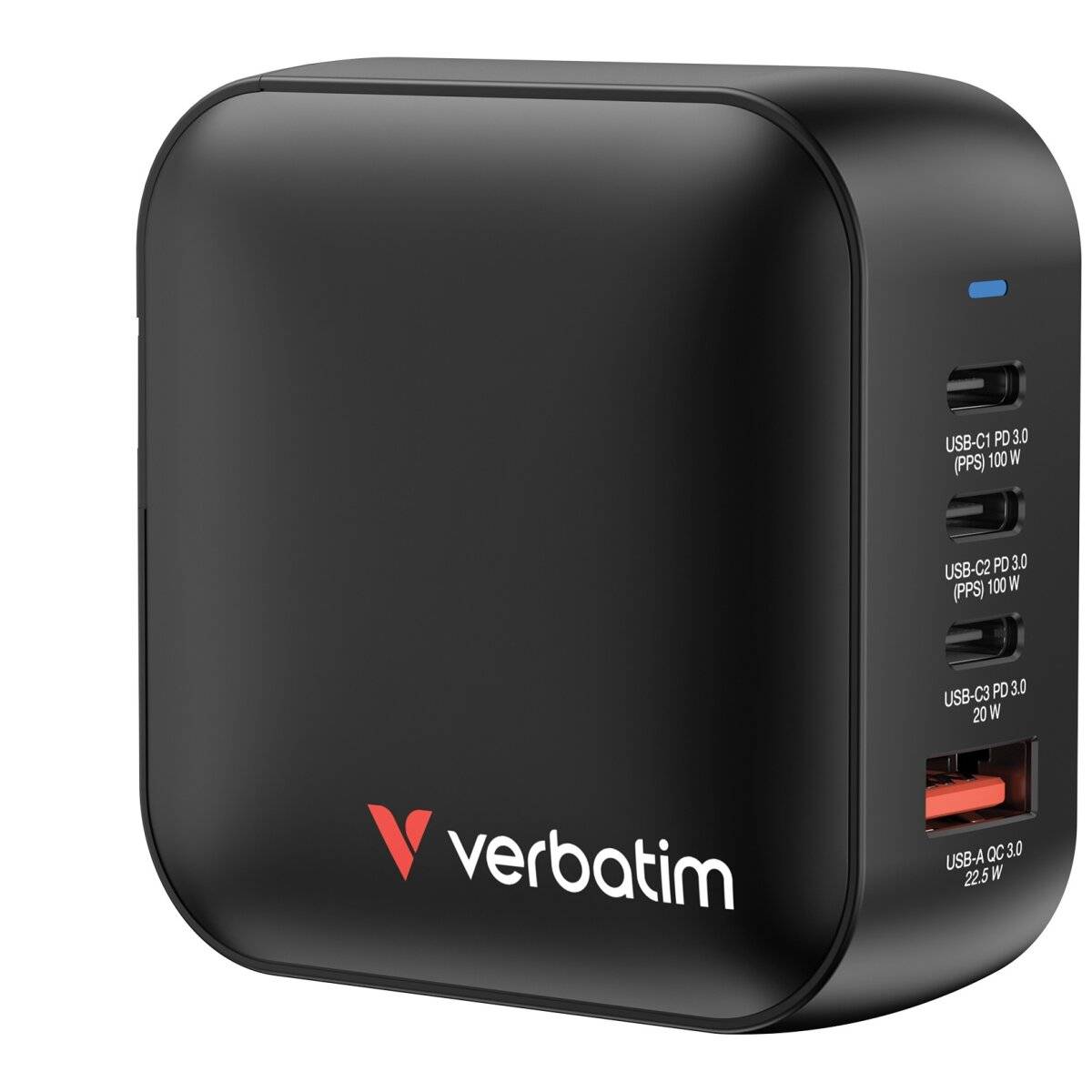 Verbatim 100W Ladegerät  Mit 3 USB-C und 1 USB-A Anschluss für schnelles Laden