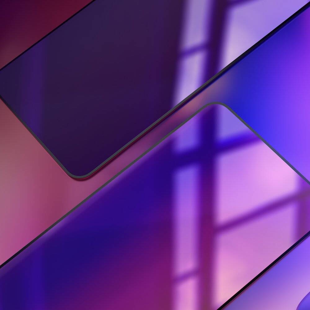 Ein Farbverlauf-Hintergrund mit violetten und blauen Tönen, durchkreuzt von geometrischen Linien, die Fenster-Schatten ähneln.