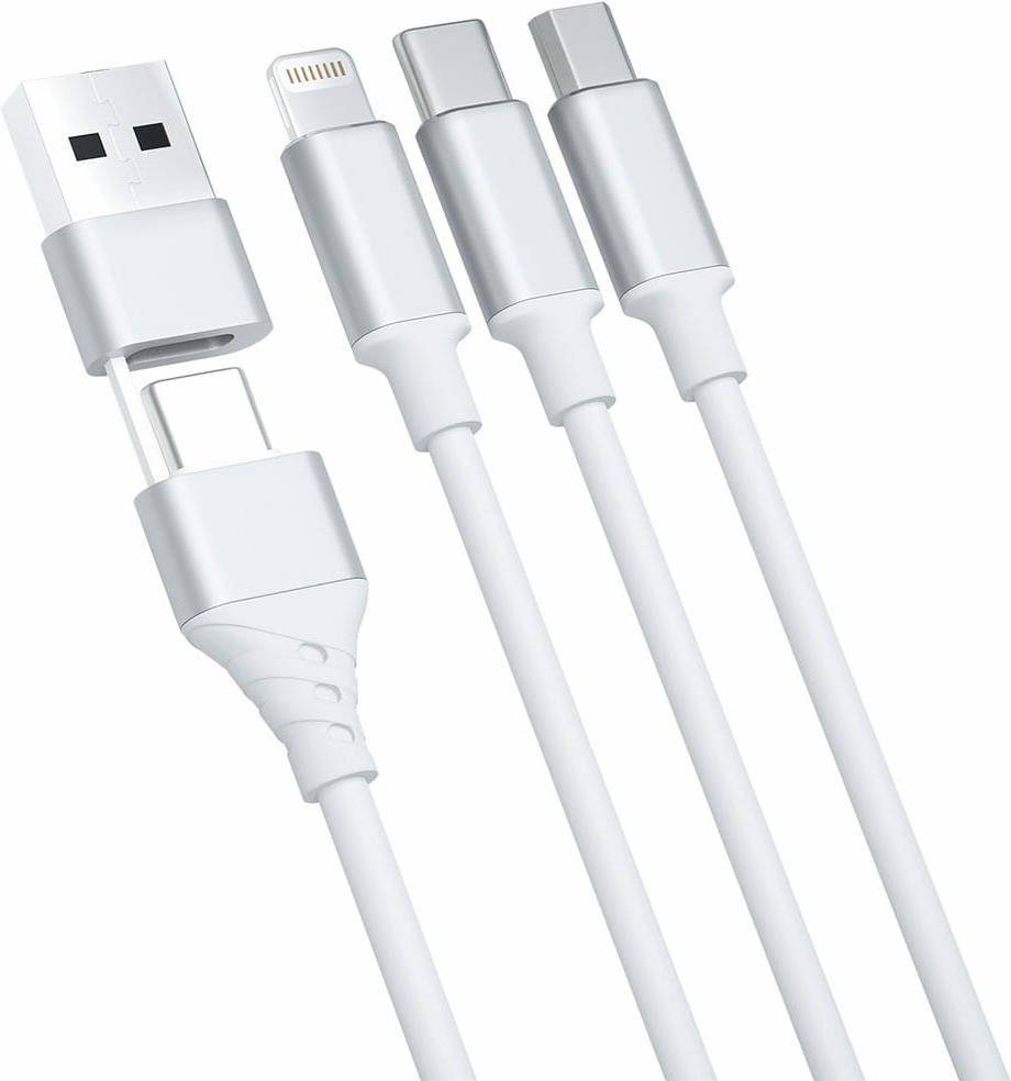 3mk Hyper Cable 3w1 USB-A/C do USB-C/microUSB/Lightning 1.5m biaÅ‚y (5903108541237)