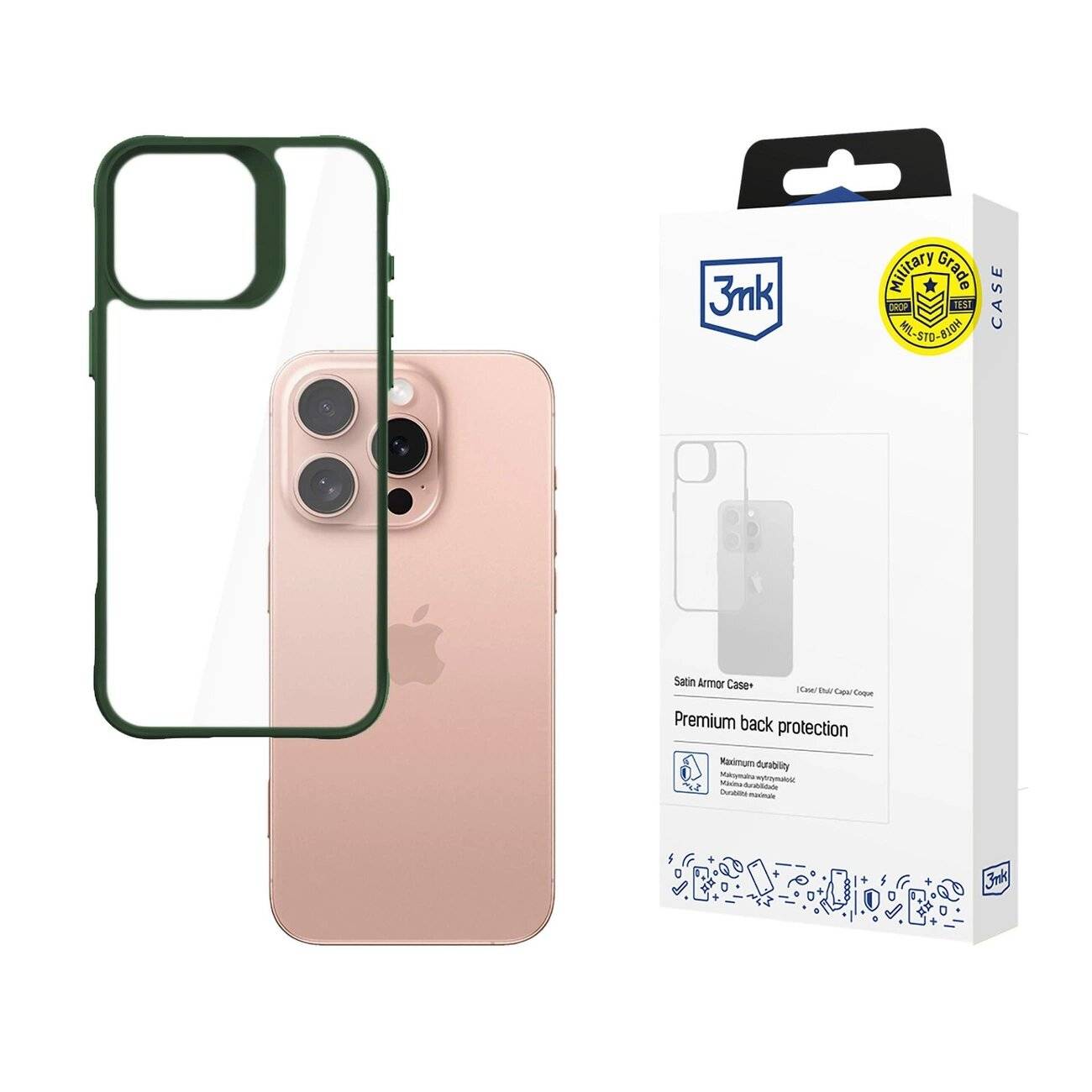 3mk Satin Armor Case+ Grüne Hülle Apple iPhone 16 Pro – transparent
