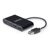 StarTech.com 4-Port USB 2.0 Hub, USB Bus Powered, Small Travel Mini USB Hub, USB 2.0 Splitter, Multi-Port Portable USB Hub, 480Mbps, Overcurrent