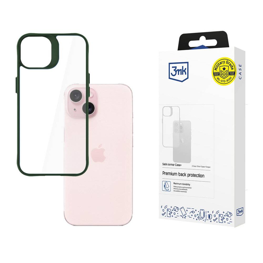 3mk Satin Armor Case+ Grüne Hülle Apple iPhone 15 – transparent